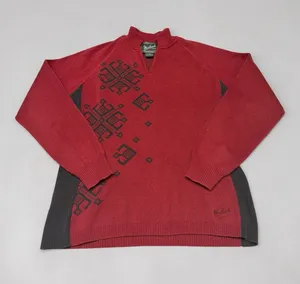 Woolrich Women's Red Geometric‎ Pattern Mock Neck Pullover Sweater - M thumbnail 1