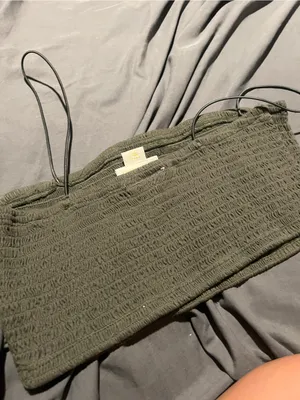Anthropologie Maeve Olive Smocked Tube Top with Thin Straps thumbnail 5