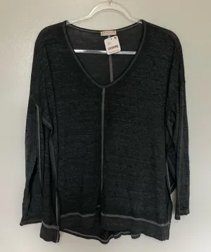Free People Movement Long Sleeved Burnout Tee Shirt Side Split New Small thumbnail 1