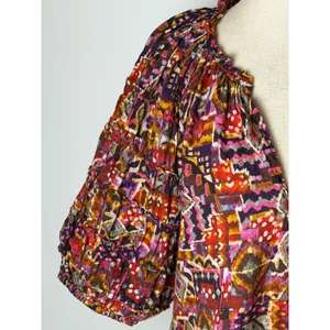 XIRENA Lucia Popover Blouse Womens Small Kaleidoscope‎ Puff Sleeve Boho Cottage thumbnail 8