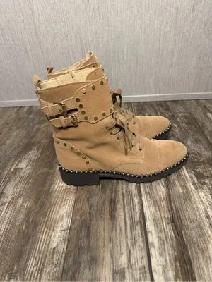 Sam Edelman Taupe Suede Studded Lace-Up Ankle Boots Size 8.5 thumbnail 9