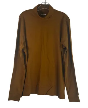 Lands End Size XL Tall Brown Relaxed Fit Long Sleeve Mock Neck T-Shirt thumbnail 1