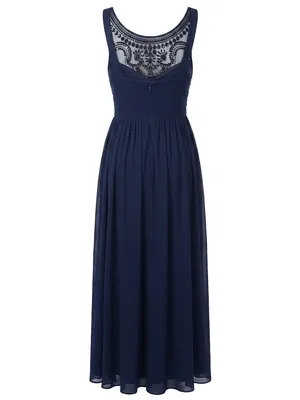 B Darlin Navy Maxi Dress with Gold Beaded Bodice thumbnail 2