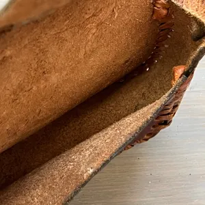 Vintage brown Tooled Leather Crossbody Bag boho retro western purse handcrafted thumbnail 7