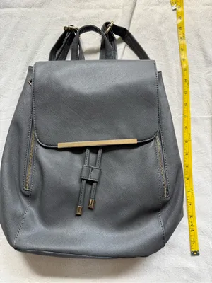 Women’s Gray Backpack Purse with Gold Accent thumbnail 7