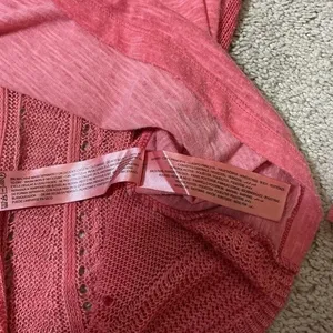 Ariat Crochet Back Henley Top Womens XXL Coral Pink Long Sleeve Slub Knit Boho thumbnail 3