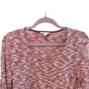 Entro Womens Red Marl Knit Babydoll Top Crochet Lace Cuff Mesh Hem Size‎ L T5735 thumbnail 2