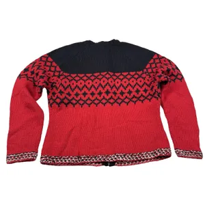 Womens Sweaters Cardigan Medium Wool‎ Blend Paul Harris Design Red Fair Isle Zip thumbnail 6
