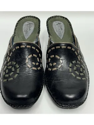 CLARKS Artisan Collection Leather Mules Womens 7.5M Black Y2K Contrast Stitch thumbnail 3