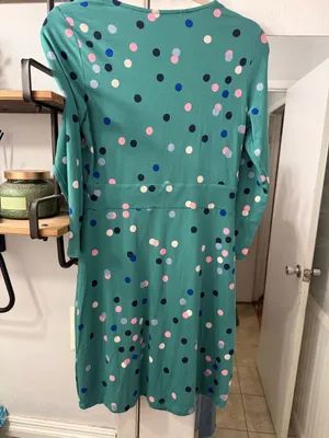 Boden Teal Green Polka Dot Wrap Dress thumbnail 4