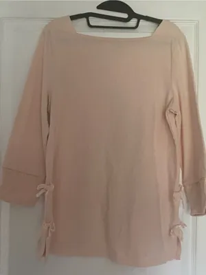 Talbots Light Pink Boatneck Tie-Side Cotton Tunic sweatshirt Sz S thumbnail 1