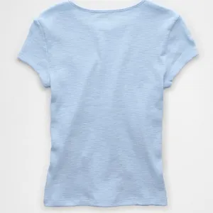 Baby blue American Eagle ribbed baby tee thumbnail 2