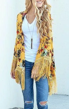 Floral Kimono Yellow thumbnail 1