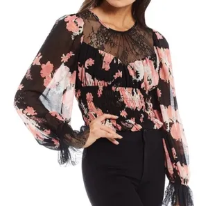 CLEARANCE! Black Floral Free People Lace Blouse Size S EUC thumbnail 7
