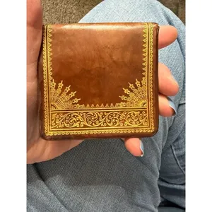 Vintage Gilt Tooled Leather Case c. 1951 Celluloid Snap thumbnail 3