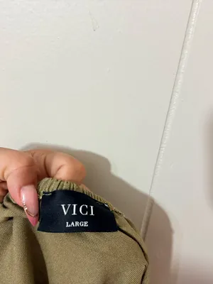 VICI Olive Green Halter Cutout Maxi Dress Linen Blend Open Back Size Large thumbnail 7