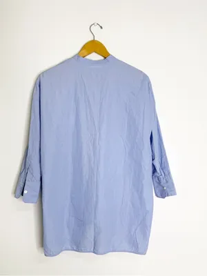 Everlane Light Blue Mandarin Collar Womens Shirt Size 0 Popover Button Down thumbnail 2
