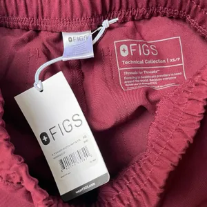FIGS Yola High Waisted Scrub Pants Burgundy Petite Size XS NEW thumbnail 8
