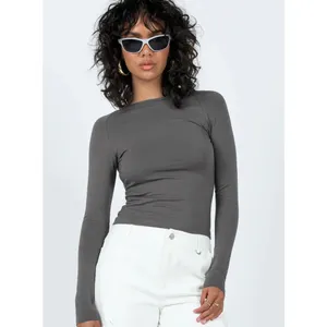 Princess Polly Arnim Gray Crewneck Long Sleeve Slim Pullover Tee T-shirt Top 2 thumbnail 7
