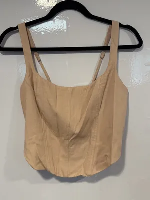 NWT Abercrombie and Fitch Neutral Beige Square‎ Neck Bustier Cami Top thumbnail 1