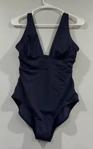 Andie The Mykonos One Piece Plunge Neck Swimsuit Navy Small S NWOT thumbnail 1