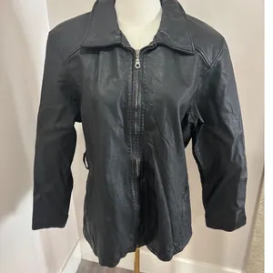 Wilsons The Leather Experts Black Leather Zip Front Jacket Womens‎ Large L thumbnail 2