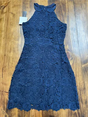Lulus Love Poem Navy Blue Lace Mini Dress Size Small thumbnail 7