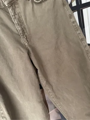 Zara barrel leg jeans pants high rise baggy olive green denim pockets cargo thumbnail 5