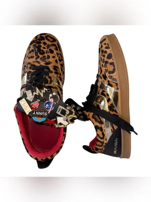NEW Steve Madden Leopard Lace-Up Low-Top Pin Women's Sneaker Calf Hair SZ-8 thumbnail 4