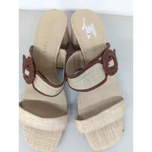 new Jack Rogers callie block heel straw beach brown sandal sz10 strappy buckle thumbnail 5