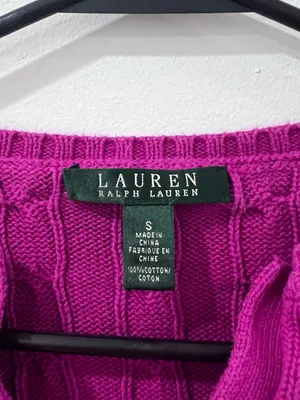 Ralph Lauren Pink Cable Knit Sweater S Preppy Academia Coastal thumbnail 2