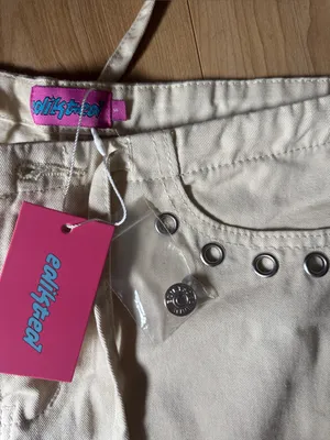 Edikted Cream Flared Jeans with Stud Trim thumbnail 4