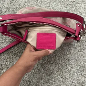 Coach Pink and Beige Signature Crossbody Bag thumbnail 8