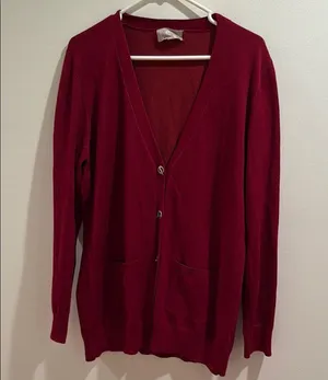 Joan Vass New York Womens Red Cardigan Sweater Size L thumbnail 1
