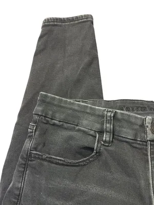 American Eagle Curvy Super Hi Rise Jegging Black Next Level Stretch Distress 10 thumbnail 3