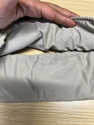 Aila Blue Alice‎ Smocked Bikini Top Tan Taupe Size M NWT thumbnail 5