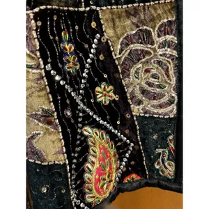 Vintage Velvet Patchwork Embroidered Jacket Black Size M thumbnail 2