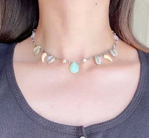 Handmade unique fairy nature boho vintage cottage style quality Czech glass beads necklace💚🍃💐 thumbnail 4