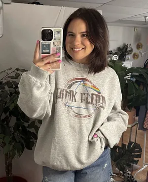 Pink Floyd Crew Neck Distressed Pullover Sweatshirt Gray Size 1X thumbnail 1