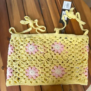 White Fox Be my Baby crochet Crop top thumbnail 1