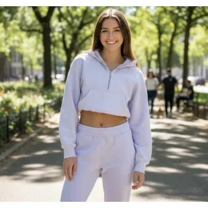 Lululemon Hoodie Womens Size XS/SM Lavender Scuba Cropped 1/2 Zip Pullover thumbnail 9
