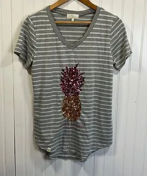 Simply Southern striped pineapple t-shirt thumbnail 1