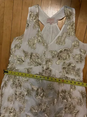 Ciebon White And Gold Floral Metallic Foil Maxi Dress Size Medium thumbnail 7