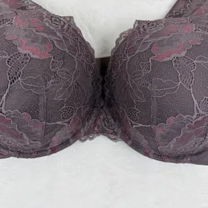 Torrid Curve 42DD Push-Up Plunge‎ Bra Lace Overlay Front Violet 12554068 NWT thumbnail 2