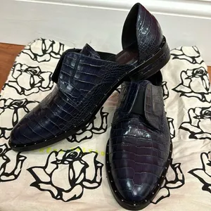 Freda Salvador Croc-Embossed studs Laceless Wear D'Orsay Oxford‎ Flats size 7 thumbnail 10