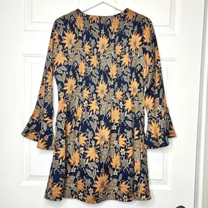 TULAROSA Audrey Floral‎ Print Smocked Bell Sleeve Mini Dress Size S thumbnail 5