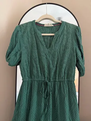 Westbound Teal Eyelet Tiered Midi-Length Dress thumbnail 2