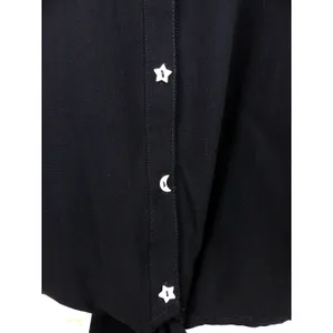 Hot Topic Shirt Women M Black Psychic Reader Tie Front Button Goth Witch Moon thumbnail 5
