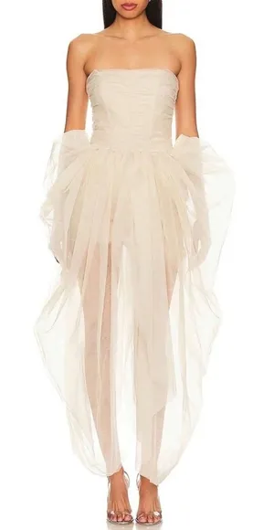 LAMARQUE Pixie Corset Dress in Light Beige Size XS Strapless Tulle Princess thumbnail 1