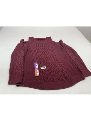 Womans Excellent Michael Kors Pullover Cable Knit Sweater Large Maroon thumbnail 2